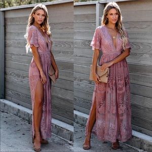 Vici Thora Lace Maxi Romper Dress